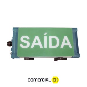 a imagem mostra luminária de sinalização de emergência led prova de explosão